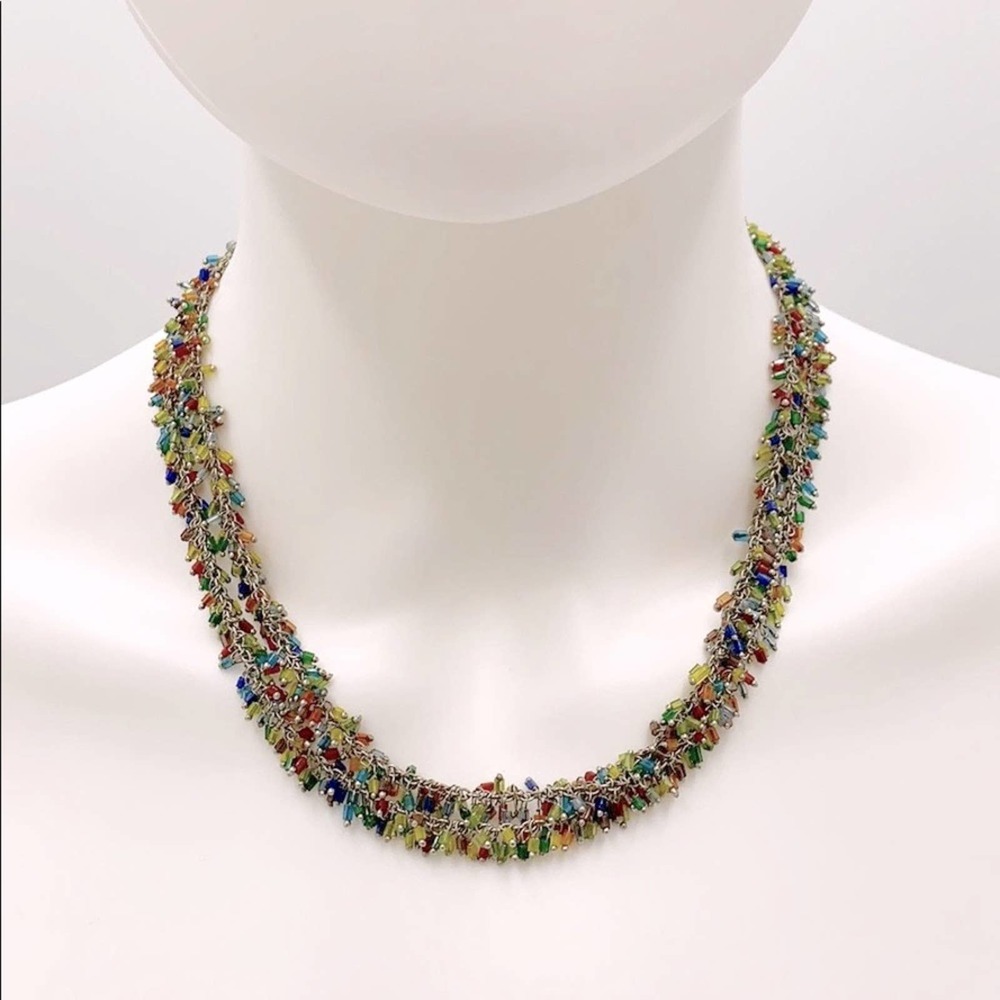 Vintage Cool Beaded Confetti Necklace 36”
